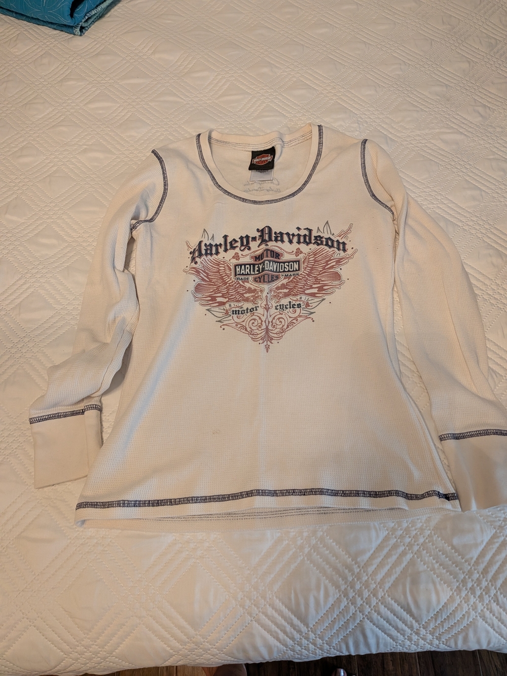 Harley-Davidson Women's Cream Long Sleeve Graphic Top
